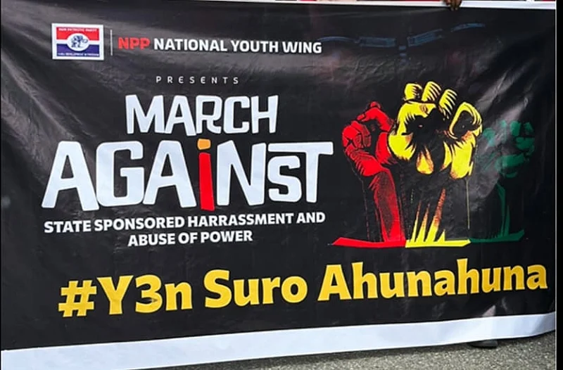 NPP stages ‘Yen Suro Ahunahuna’ protest in Sunyani over arrest of party official
