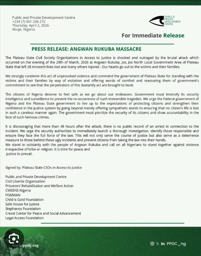 Plateau Massacre: 28 Innocents Slain in Brutal Angwan Rukuba Attack