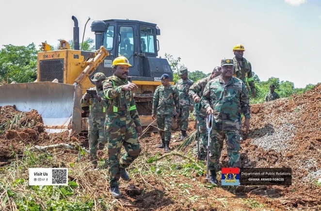 CDS Inspects Ghana Armed Forces Work on Accra–Kumasi Expressway Project