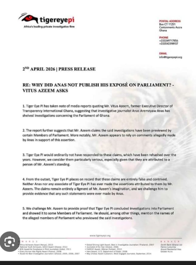 Tiger Eye PI Rejects Azeem Claims On Anas Parliament Probe