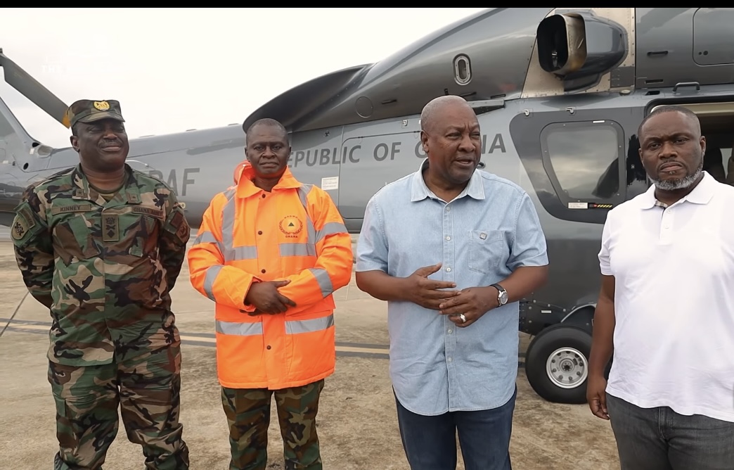 Mahama Orders Removal of Structures Blocking Drains After Aerial Inspection of Flood-Hit Accra