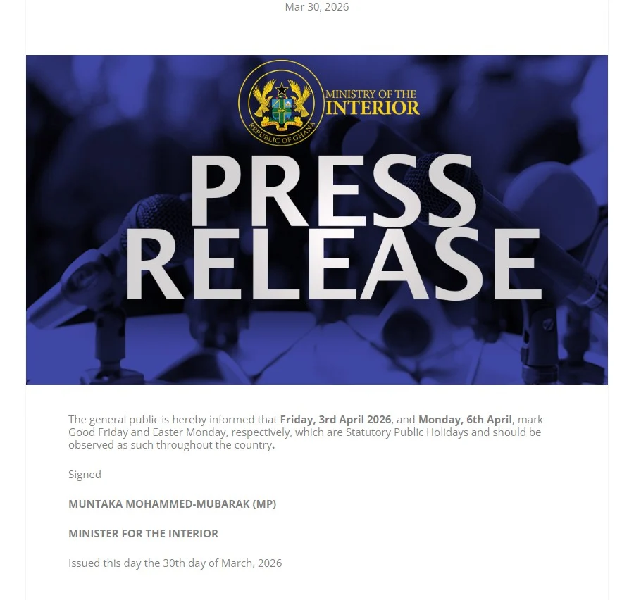 April 3 and 6 declared public holidays for Easter celebrations